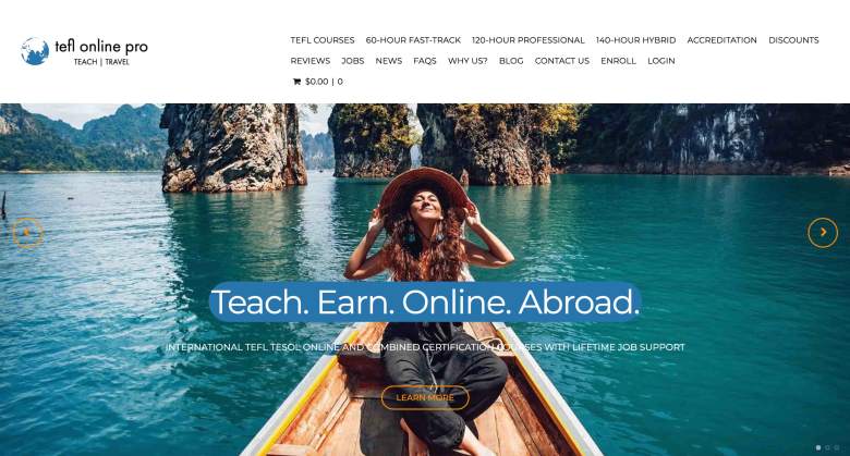 TEFL Online Pro homepage in 2025 and 2026.