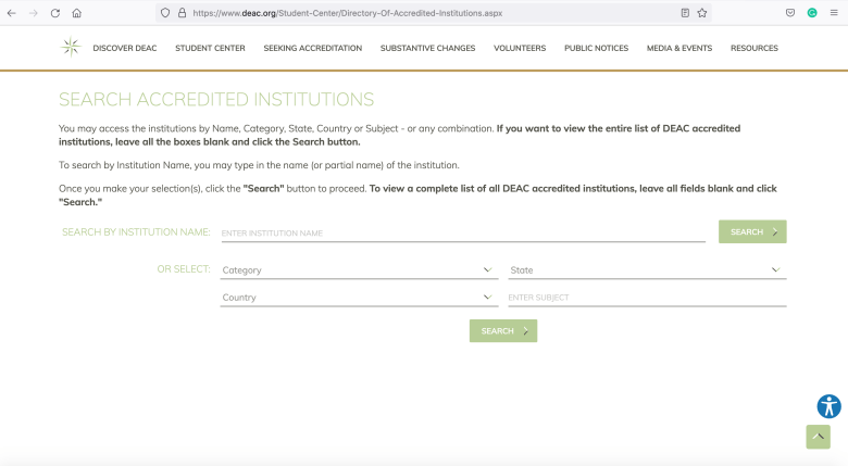 DEAC Directory of Accredited Institutions