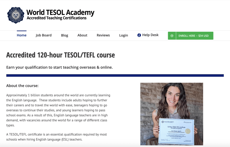 World TESOL Academy is not legitimate and is not accredited.