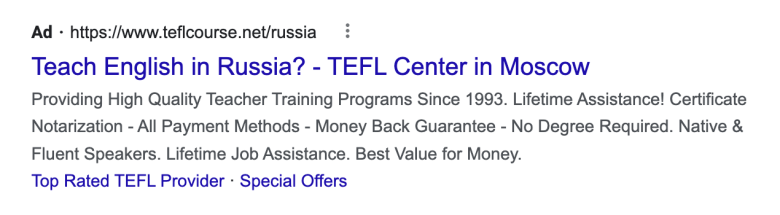 ITTT TEFL Google Ad Certification Courses in the Russian Federation