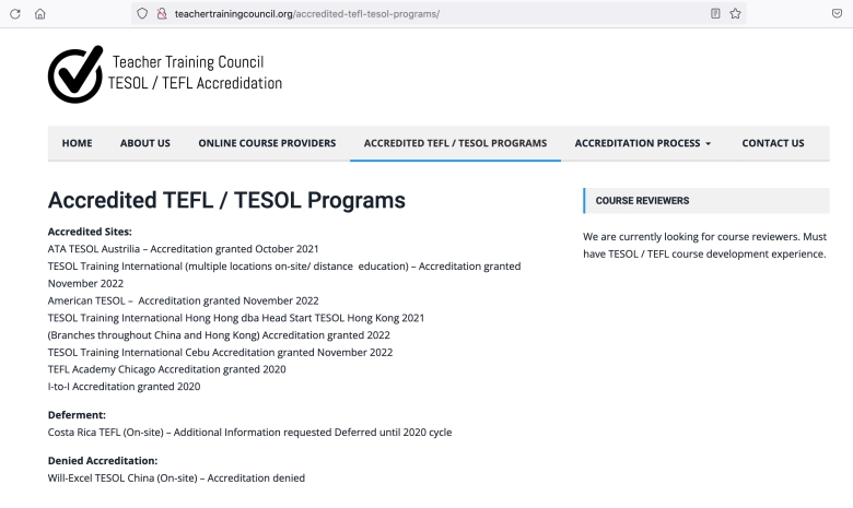 ITTT TEFL Accreditation 2022