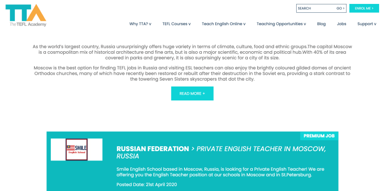 TTA The TEFL Academy Russian Federation Jobs